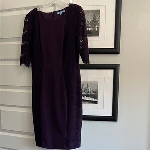 ANTONIO MELANI Dark Purple Long Sleeve Dress